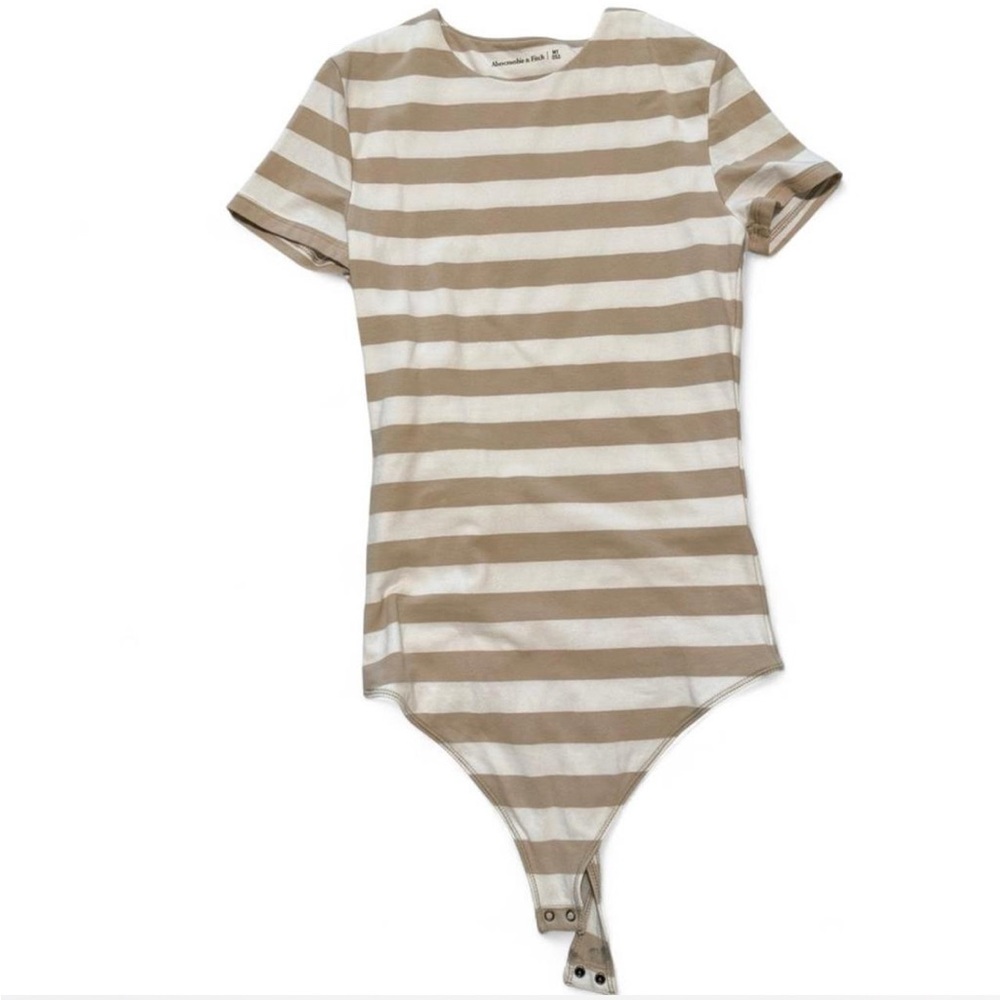 Abercrombie & Fitch Beige and White Striped Bodysuit